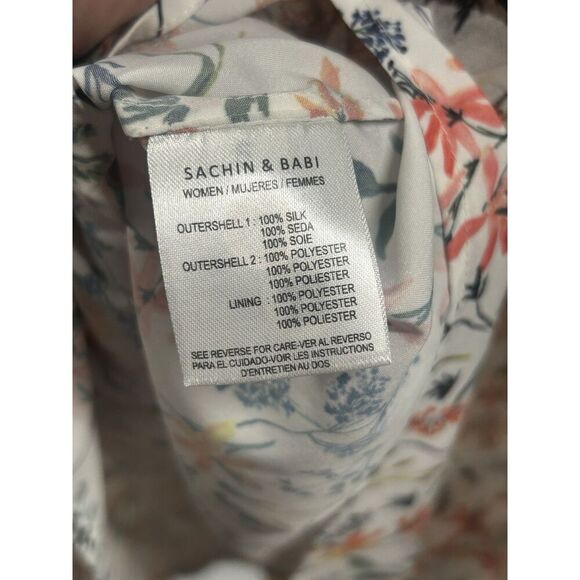Sachin & Babi Silk Mini Dress Floral Multicolored NWOT Size 2 Long Sleeve - Picture 13 of 14